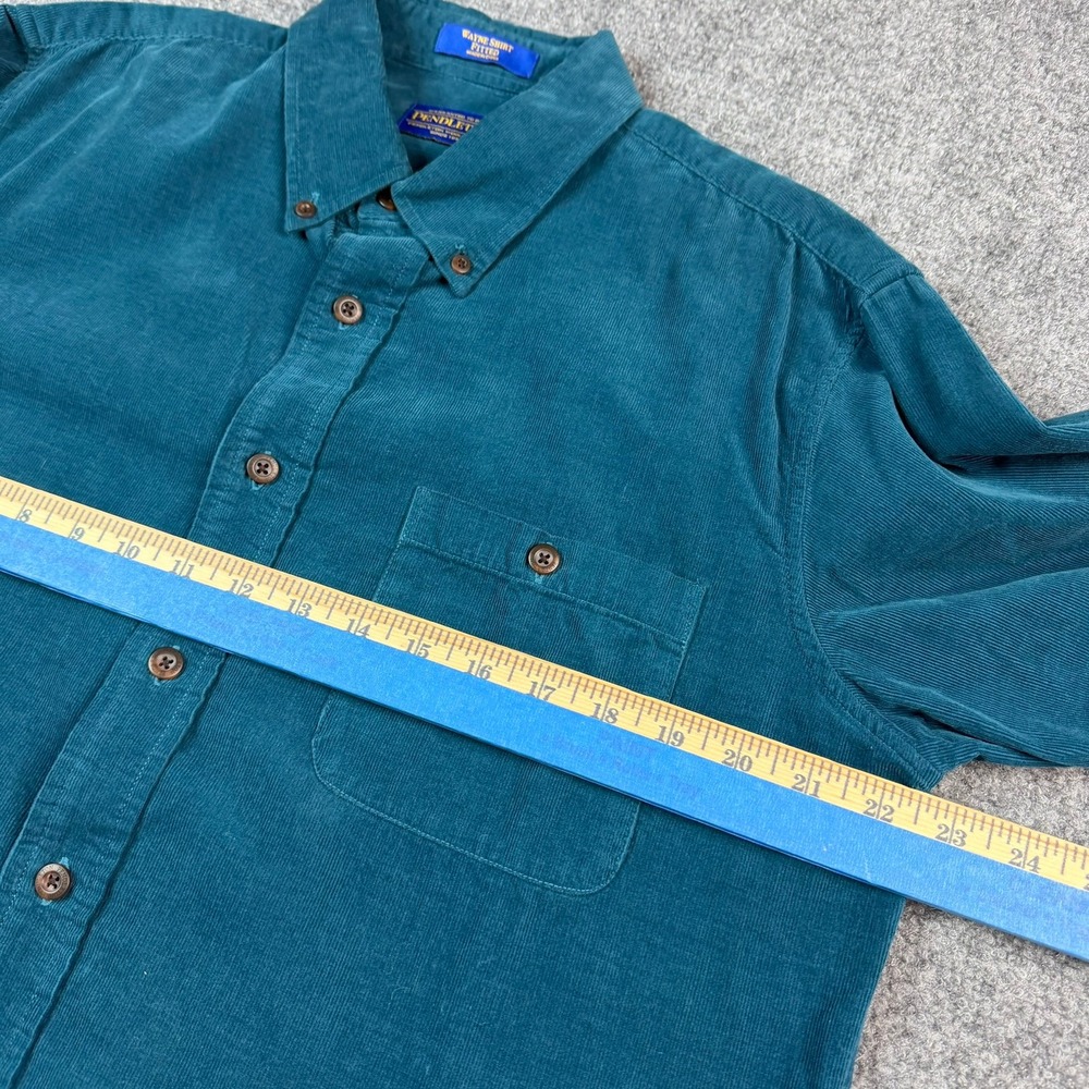 Pendleton Wayne Shirt Mens Large Teal Blue Corduroy Button Down Long Sleeve - Picture 7 of 9
